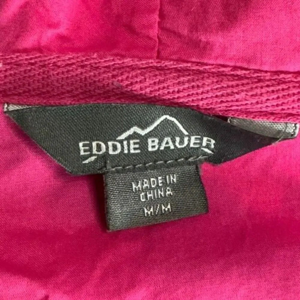 Eddie Bauer Women’s M Pink Plaid Hooded Flannel Shirt Outdoors/Hiking/Camping